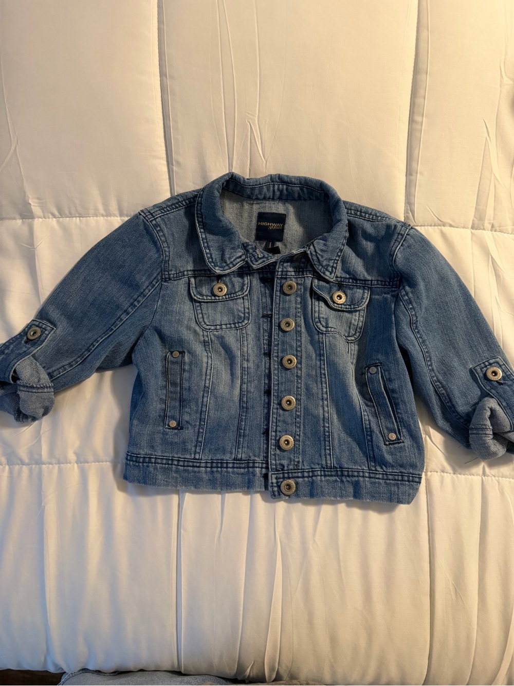 Highway Jeans kids Medium Blue Denim Jacket Roll-Tab Sleeves